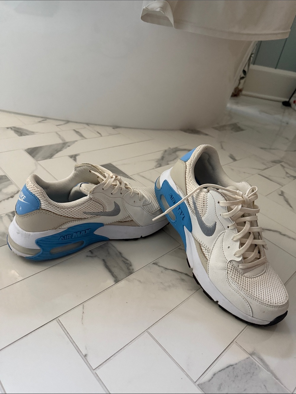 Nike Beige, White & Light Blue Air Max Sneakers